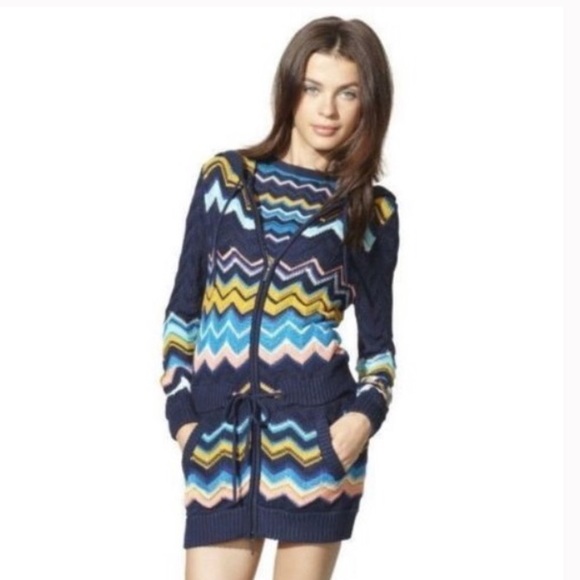 Missoni chunky long length zip up with waist cinch - Picture 1 of 5